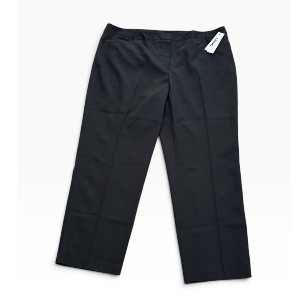 DKNY Women's 20W Fit & Flare Pants/Straight Leg Jet Black NEW Inseam 32.5"